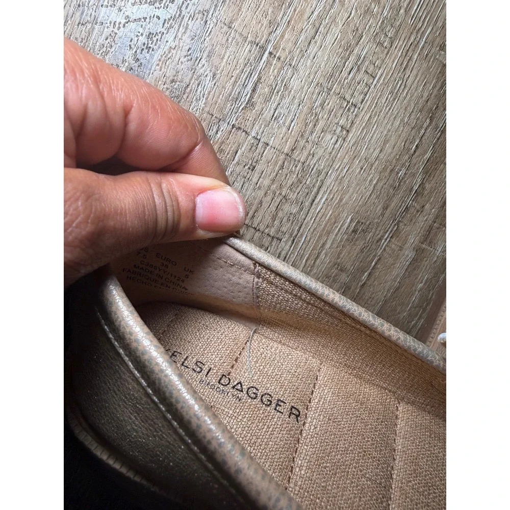 Kelsi Dagger‎ Brooklyn Metallic Leather Penny Loafers Champagne Rose Gold 7.5